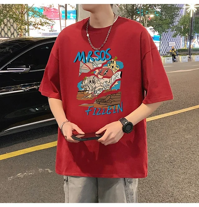 Plus Size Men's Summer Cartoon Tee Detail
