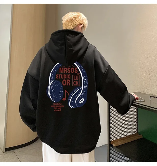 2025 Men's Cotton Hoodie (Hong Kong Style, Loose, Streetwear) Detail