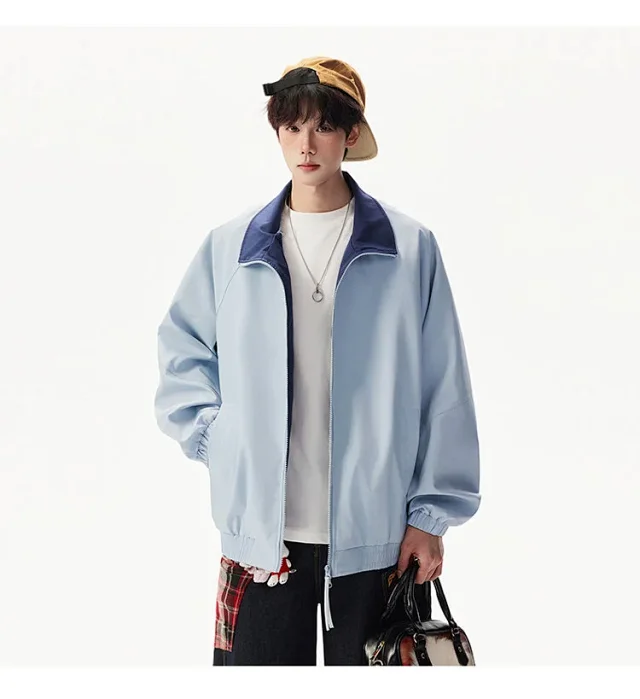Cleanfit Color Block Retro Baseball Jacket Detail