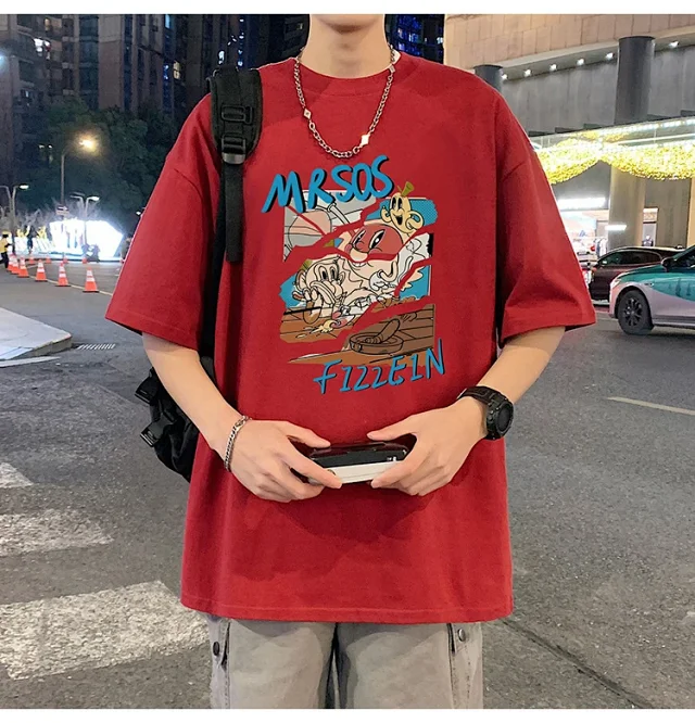 Plus Size Men's Summer Cartoon Tee Detail