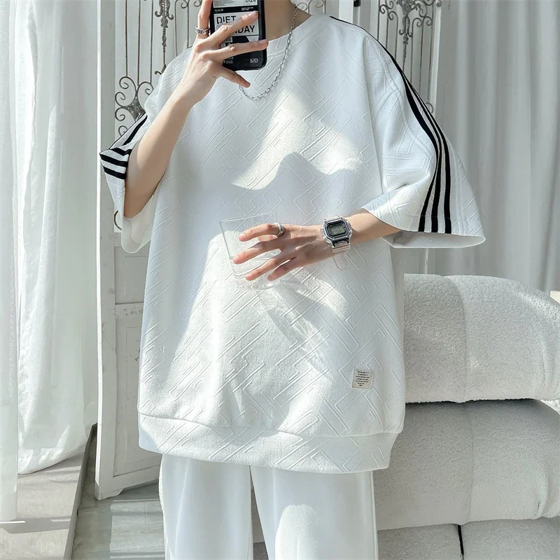 Three-Stripe Stretch Ice-Silk Summer Tee