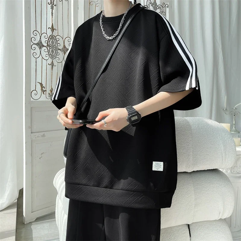Three-Stripe Stretch Ice-Silk Summer Tee