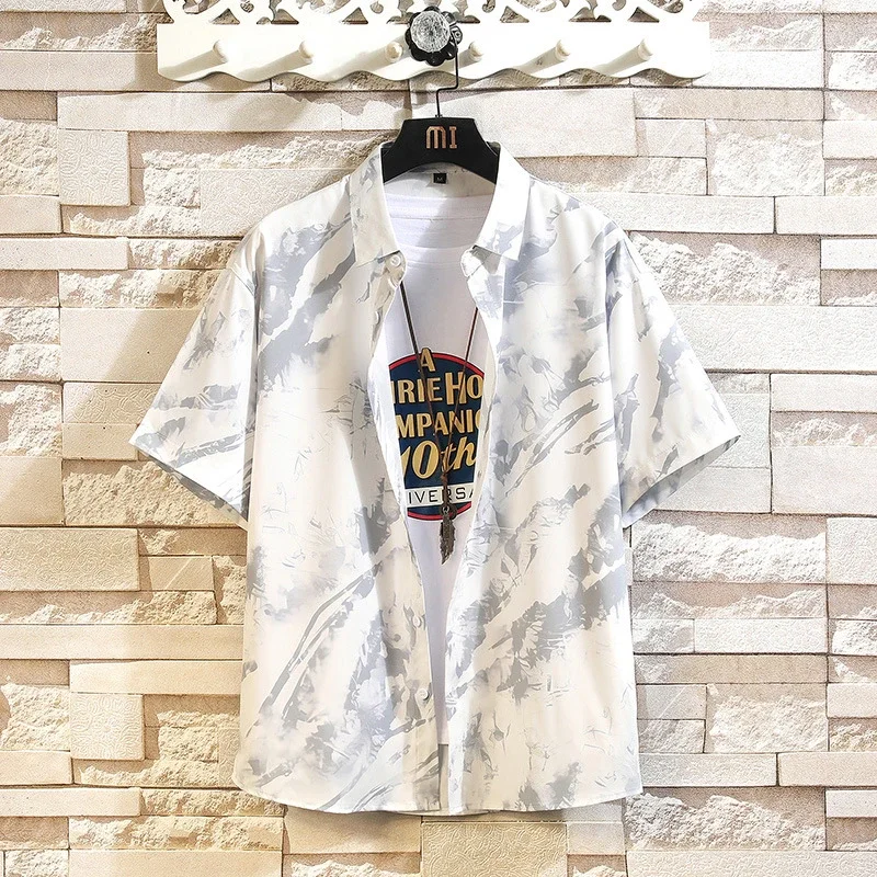 American Men's Loose-Fit Short-Sleeve Floral Shirt