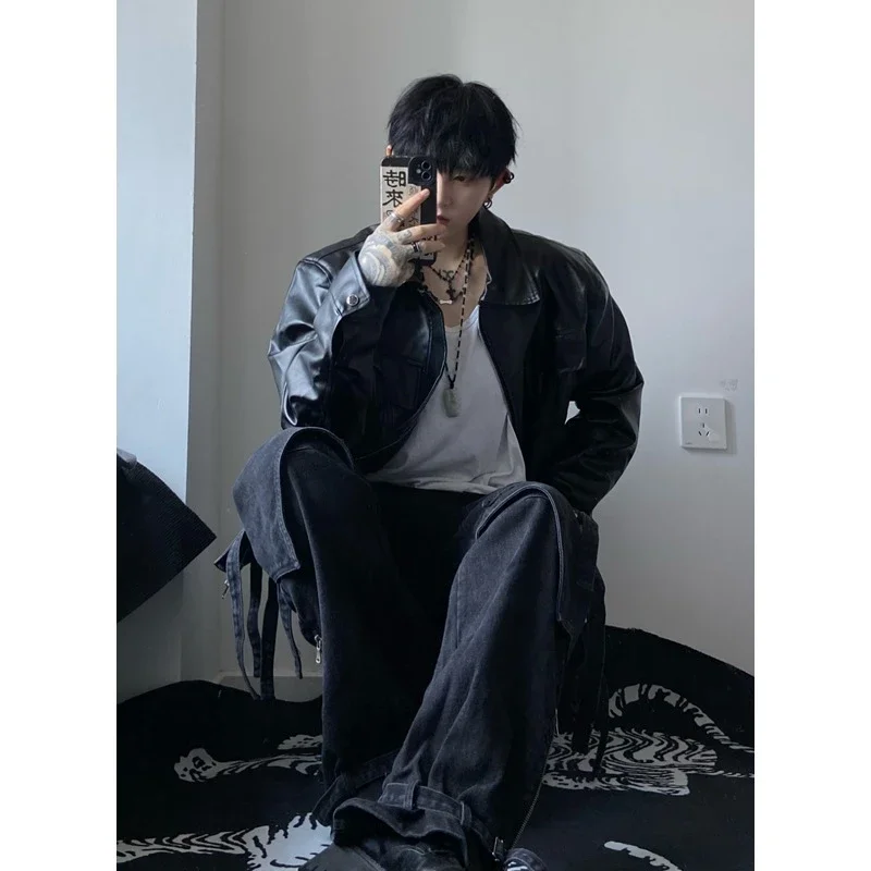2025 Fall New Men's Padded PU Biker Jacket