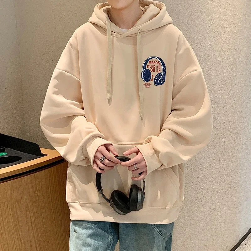 2025 Men's Cotton Hoodie (Hong Kong Style, Loose, Streetwear)