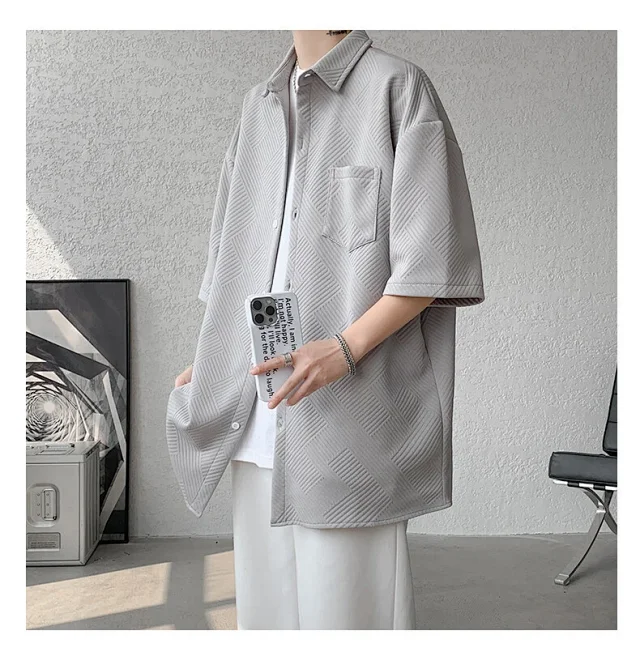 Baroque Japanese Men's Boyfriend Short-Sleeve Shirt Detail