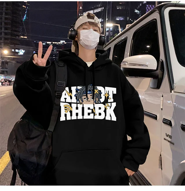 Men's Heavyweight Cotton Fleece Hoodie Fall Winter Detail