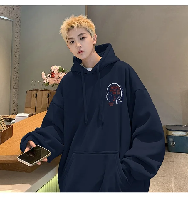 2025 Men's Cotton Hoodie (Hong Kong Style, Loose, Streetwear) Detail