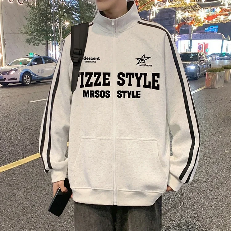 Men's Striped Oversize Zip-Up Hoodie