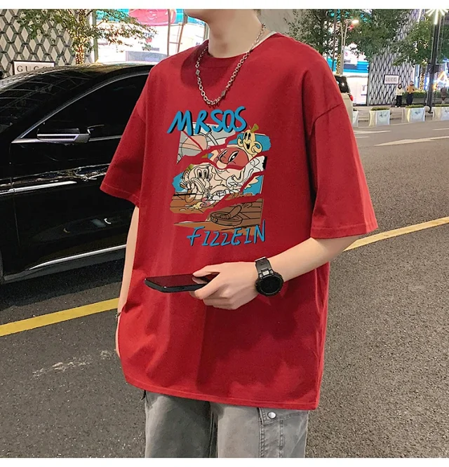 Plus Size Men's Summer Cartoon Tee Detail