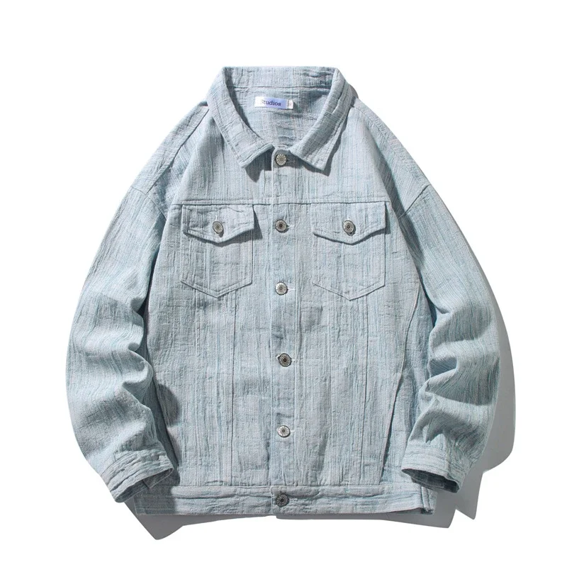 Men's Oversized Washed Denim Utility Jacket