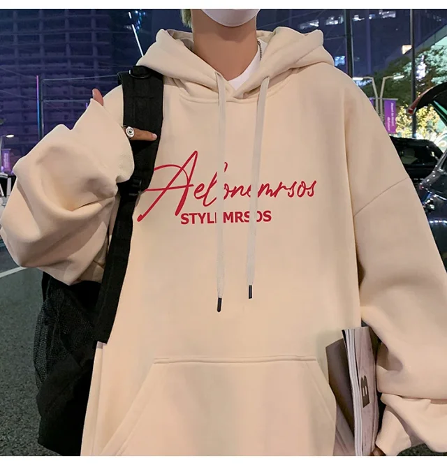 American Streetwear Men's Oversized Cotton Hoodie Detail