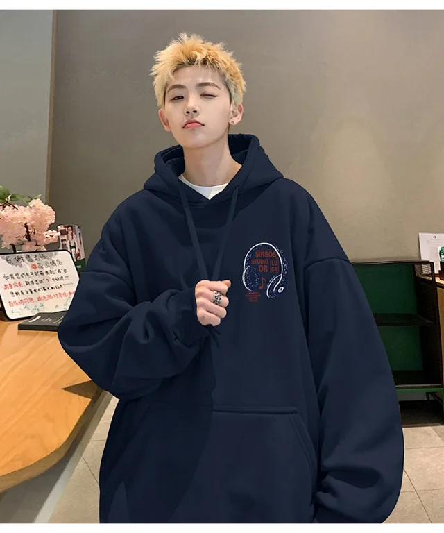 2025 Men's Cotton Hoodie (Hong Kong Style, Loose, Streetwear) Detail