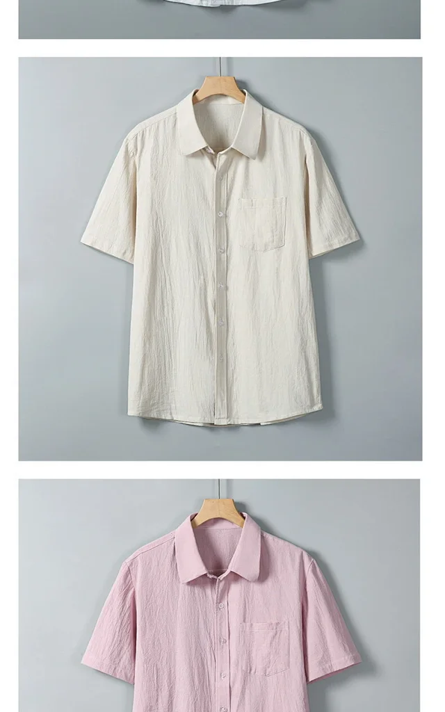 Men's Chinese Summer Short-Sleeve Shirt Detail