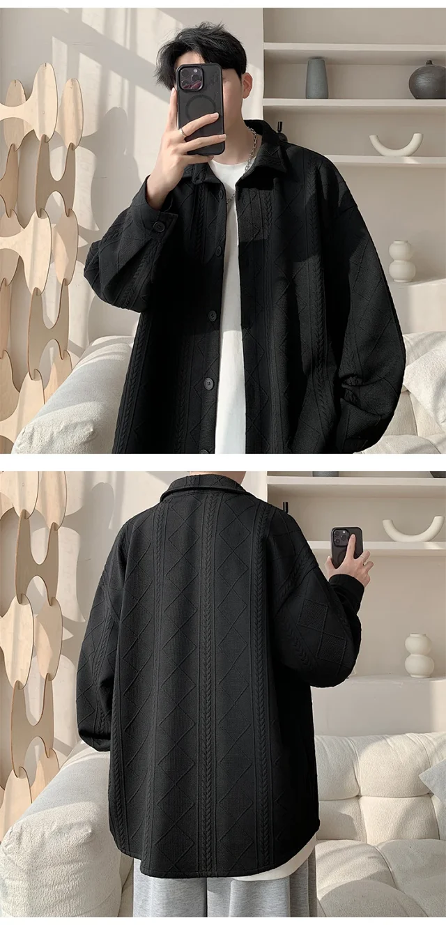 Trendy Boys' Jacquard Long Sleeve Shirt Detail