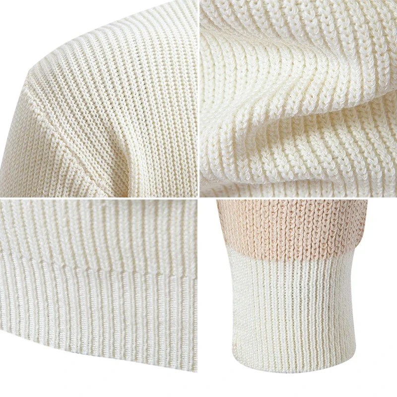 Ruicheng Men's Retro Color Block Sweater