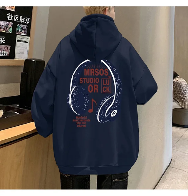2025 Men's Cotton Hoodie (Hong Kong Style, Loose, Streetwear) Detail