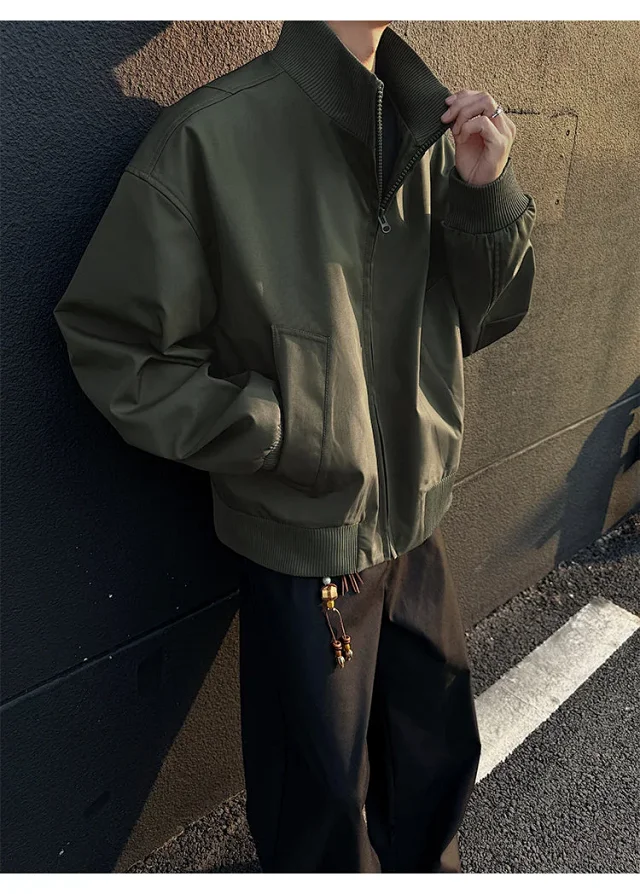 Cleanfit Men's Military Green Flight Jacket Detail
