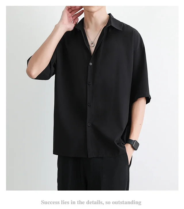 DK Men's Loose Cooling Black Shirt Detail