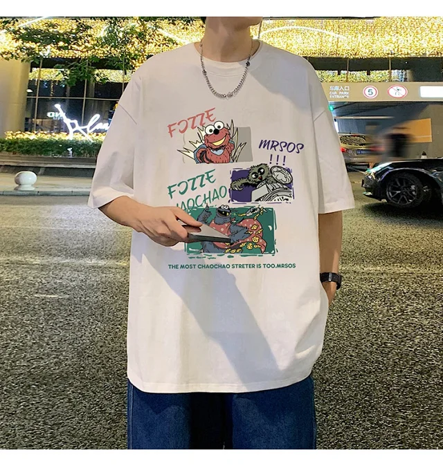 Men's Summer Oversized Cotton Street Tee Detail