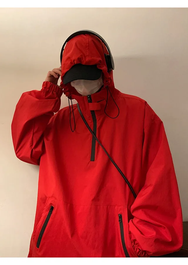 Men's & Youth Hooded Half-Zip Windbreaker Detail