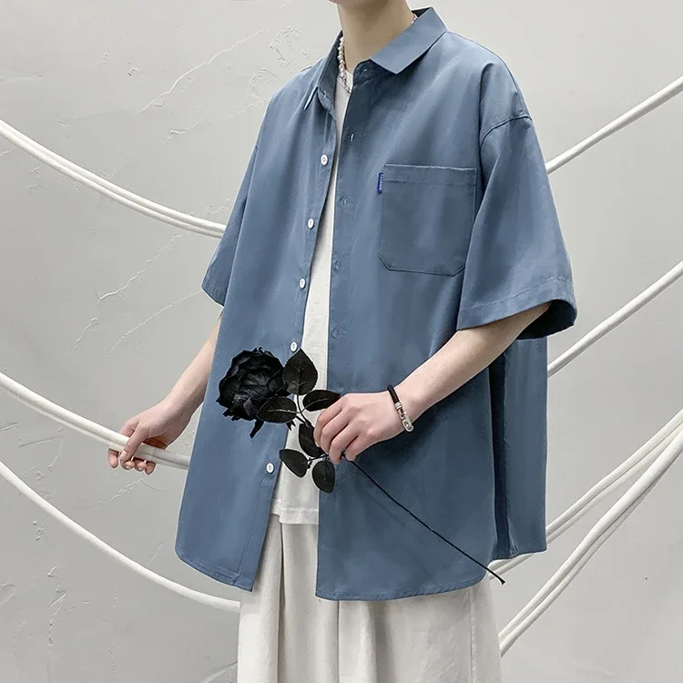 Men's Preppy Oversized Short Sleeve Shirt