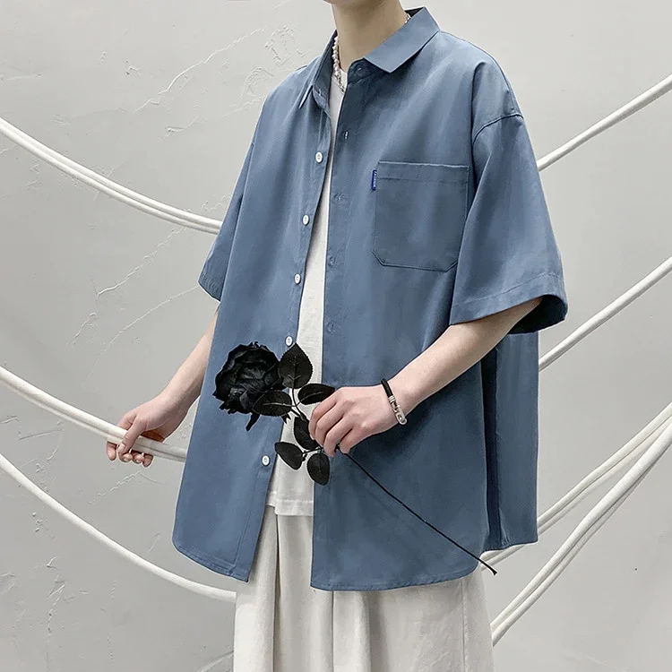 Men's Preppy Oversized Short Sleeve Shirt