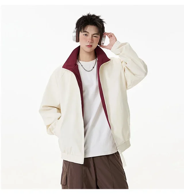 Cleanfit Color Block Retro Baseball Jacket Detail