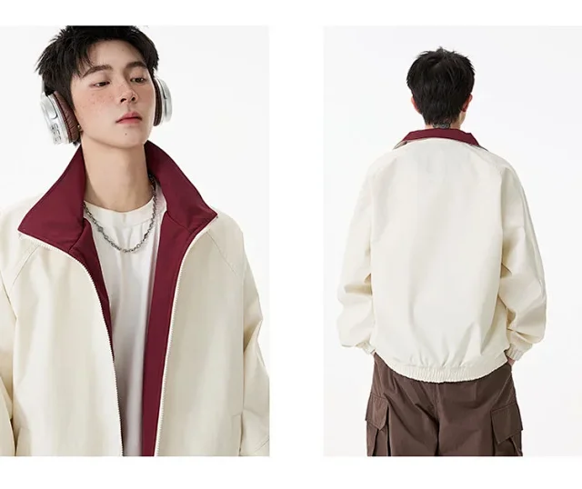 Cleanfit Color Block Retro Baseball Jacket Detail