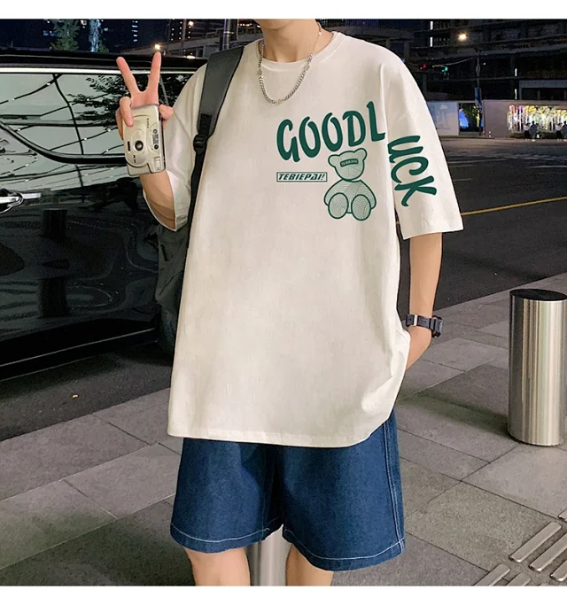 Men's China-Chic Bear-Print T-Shirt 2025 Summer Detail