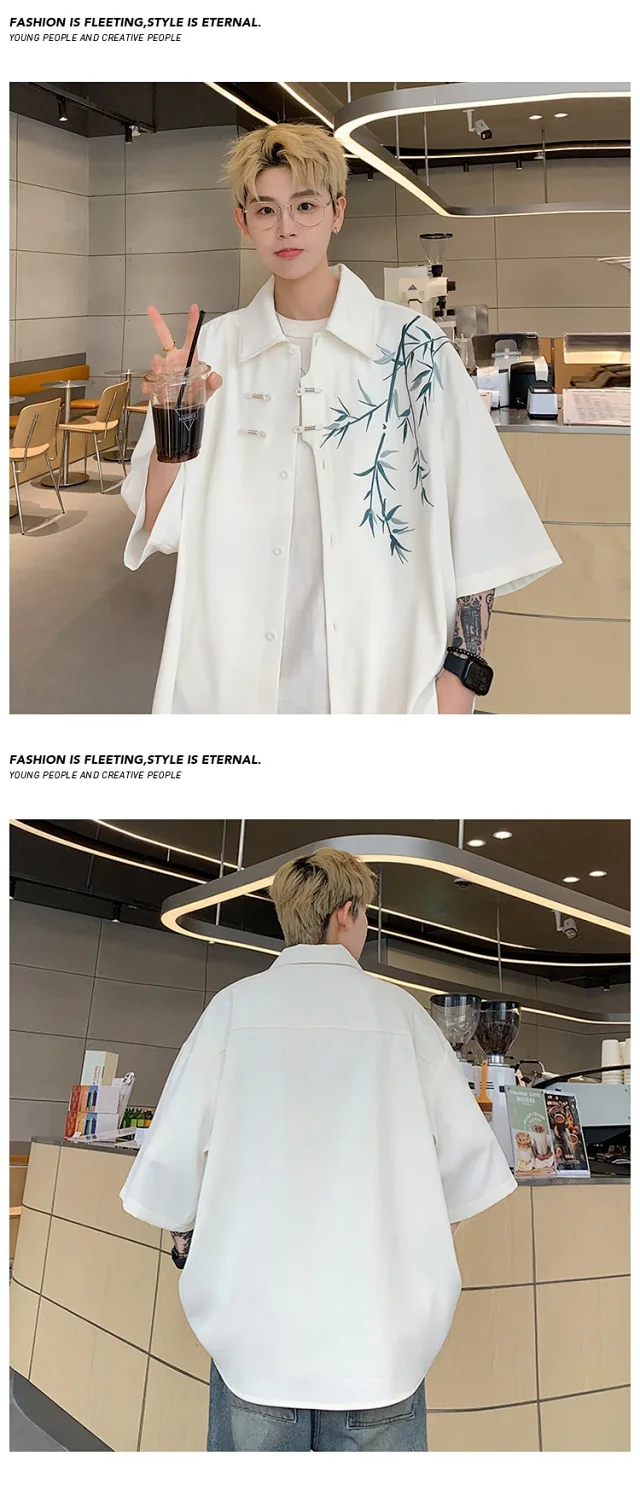 Men's Summer Oversize New Chinese Shirt Detail