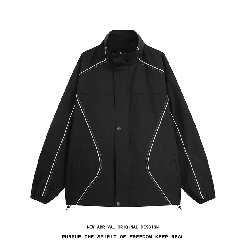 Men's Burgundy Hip-Hop Hooded Bomber Jacket