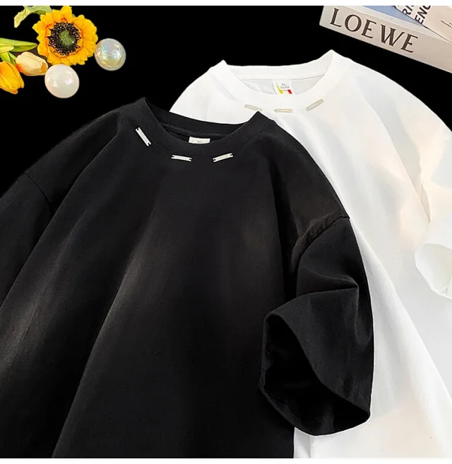 2025 Summer Men's Heavyweight Square-Shoulder T-Shirt Detail