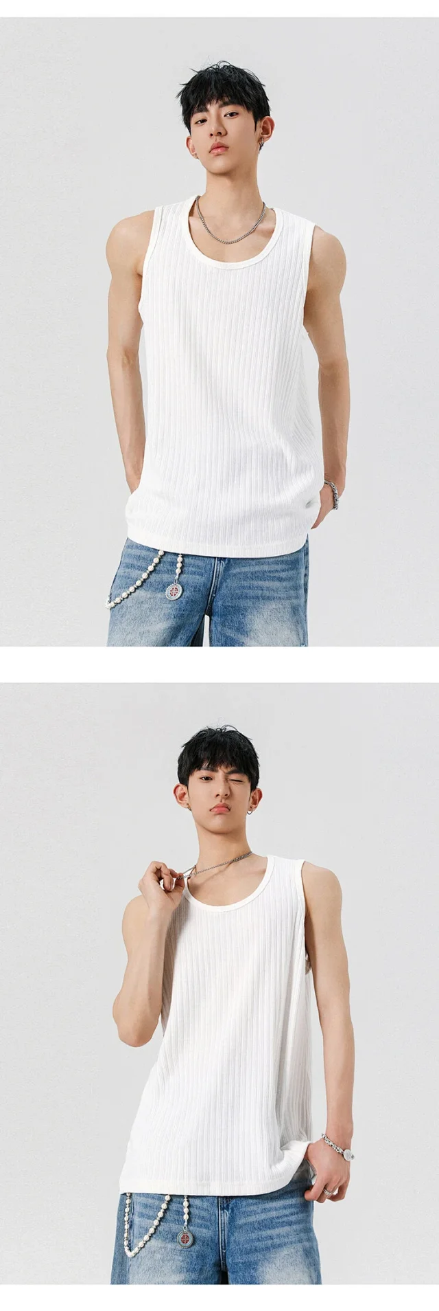 Men's Rayon Ribbed Relaxed Tank Top Detail