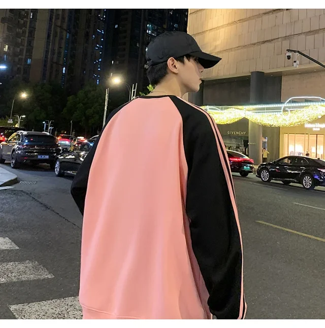 Unisex Chinese Street Oversize Striped Sweatshirt Detail