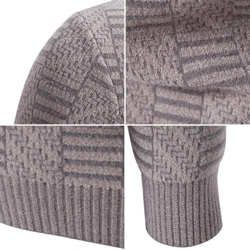 Ruisheng Men's Casual Half-Neck Jacquard Sweater