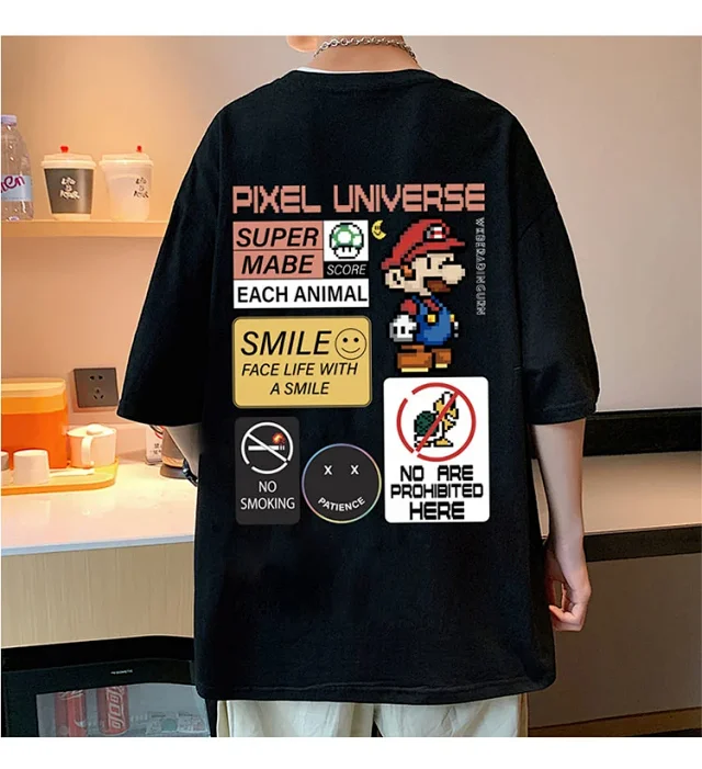 Men's Retro Hong Kong Mario T-Shirt Detail