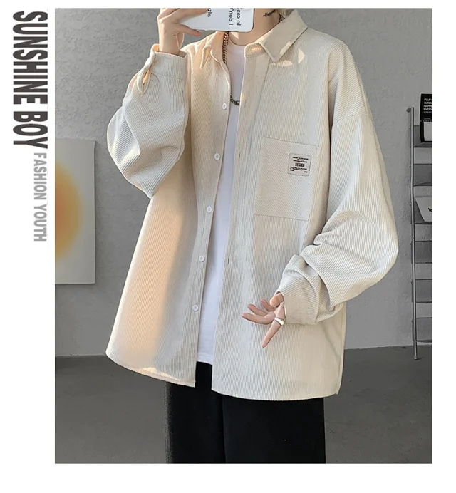 Men's Vintage Corduroy Long Sleeve Shirt Detail
