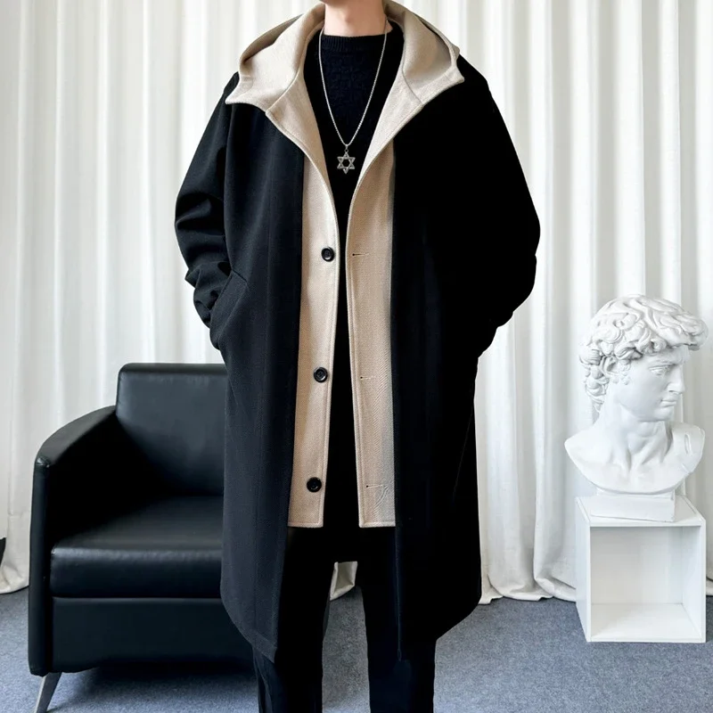 AW24 Men's Faux Two-Piece Hooded Coat