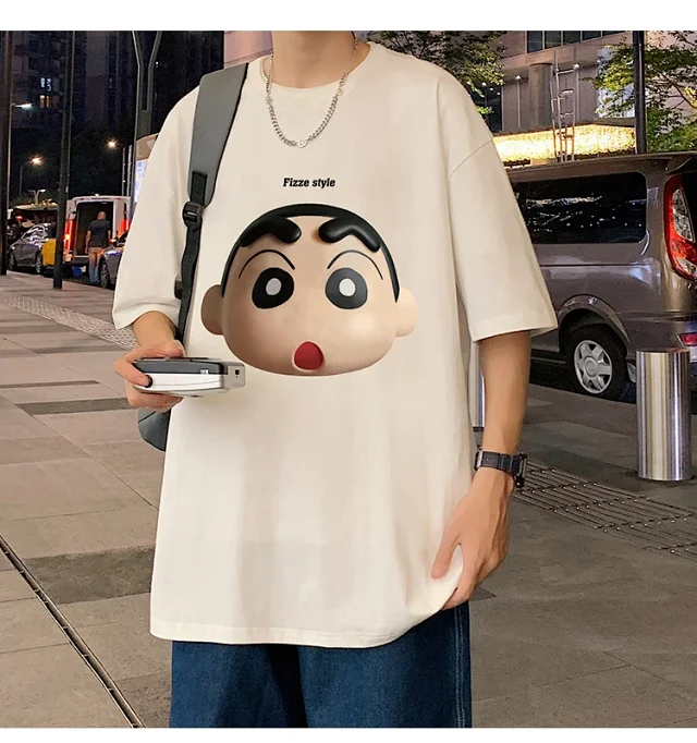 Men's Heavyweight Cotton Cartoon Tee Loose Detail