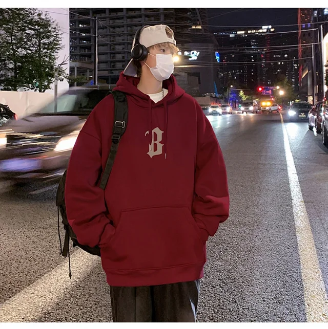 Japanese Hiphop Men's Oversized Cotton Hoodie Detail