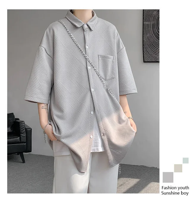 Baroque Japanese Men's Boyfriend Short-Sleeve Shirt Detail