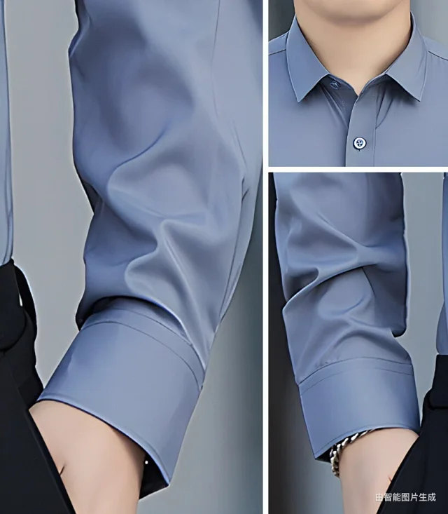 Men's Slim-Fit Wrinkle-Free White Shirt Detail