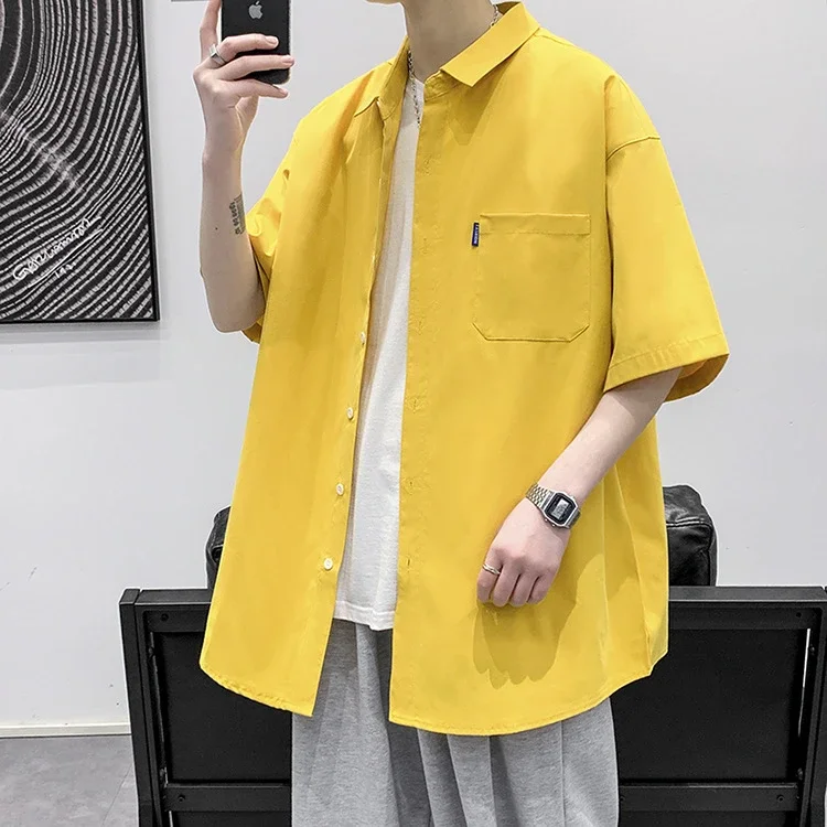 Men's Preppy Oversized Short Sleeve Shirt