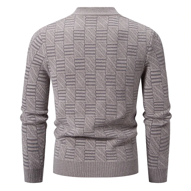 Ruisheng Men's Casual Half-Neck Jacquard Sweater