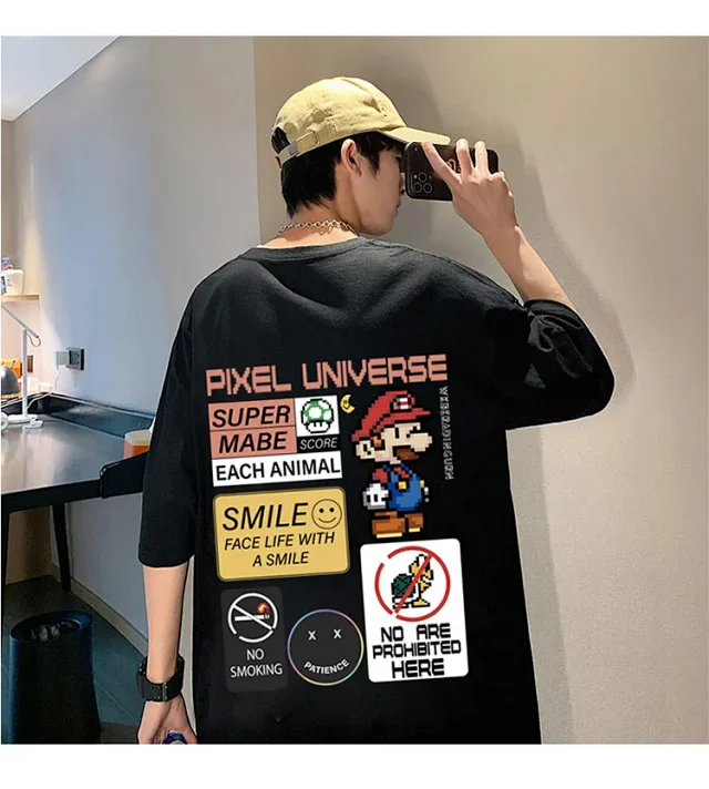 Men's Retro Hong Kong Mario T-Shirt Detail