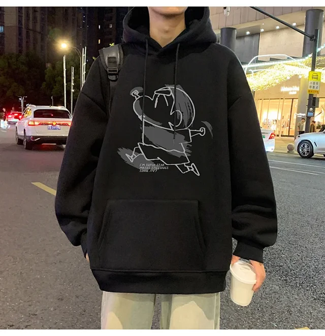 Men's Cotton Hoodie Cartoon Youth Loose Detail