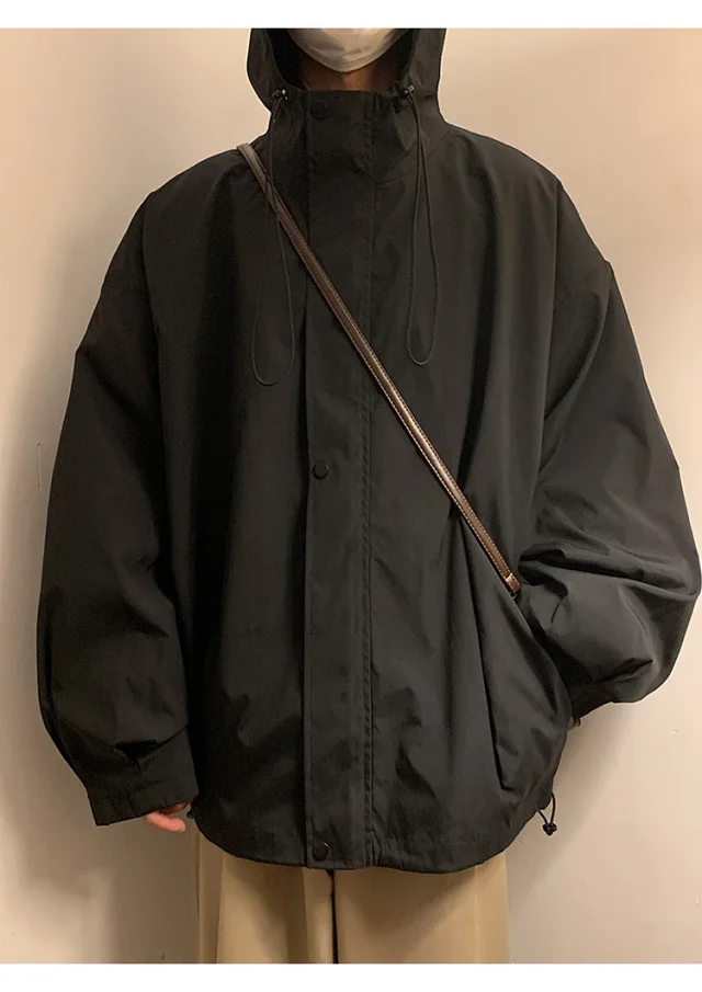 Autumn/Winter Men's HK Loose Casual Hooded Jacket Detail