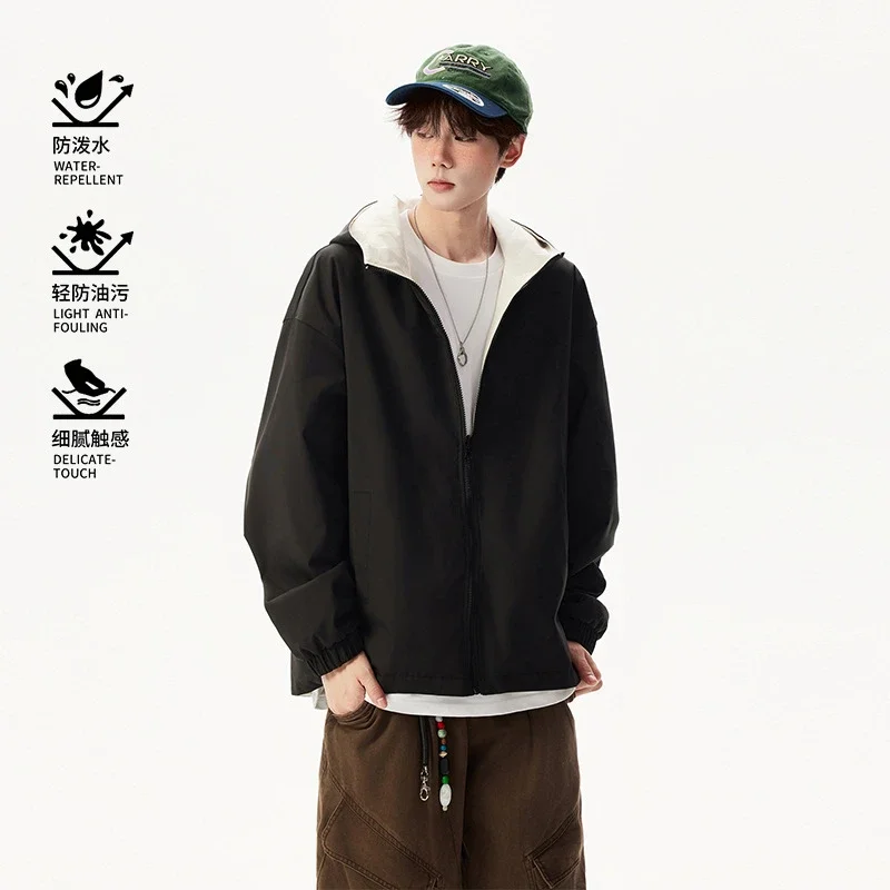 Reversible Waterproof Windbreaker Unisex Fall