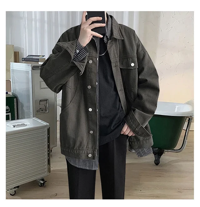 Men's Oversized Street Denim Jacket Detail